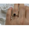 925 Sterling Silver Hessonite & Diamonds Ring Size 7
