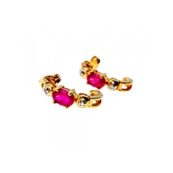925 Sterling Silver Gold Plated Pink Topaz Stud Earrings
