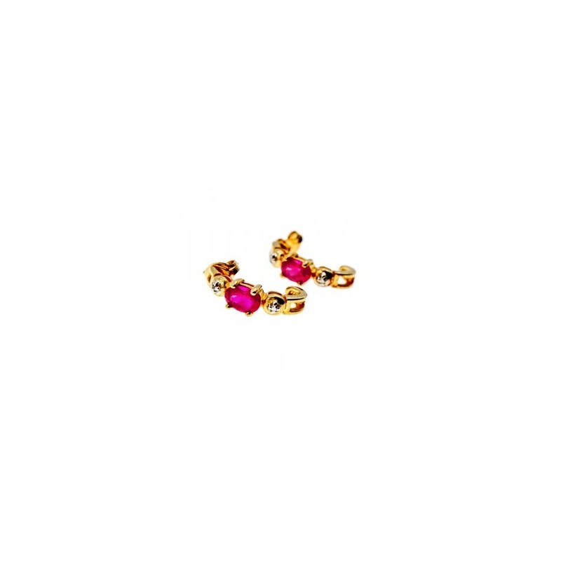 925 Sterling Silver Gold Plated Pink Topaz Stud Earrings