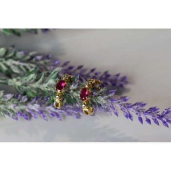 925 Sterling Silver Gold Plated Pink Topaz Stud Earrings