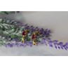 925 Sterling Silver Gold Plated Pink Topaz Stud Earrings