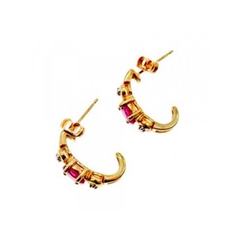 925 Sterling Silver Gold Plated Pink Topaz Stud Earrings