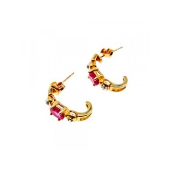 925 Sterling Silver Gold Plated Pink Topaz Stud Earrings