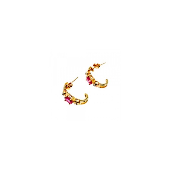 925 Sterling Silver Gold Plated Pink Topaz Stud Earrings
