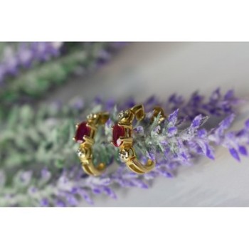 925 Sterling Silver Gold Plated Pink Topaz Stud Earrings