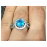 925 Sterling Silver Blue Topaz Ring Size 8