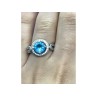 925 Sterling Silver Blue Topaz Ring Size 8
