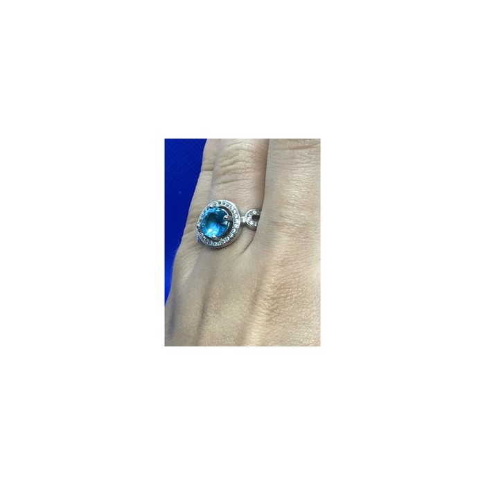 925 Sterling Silver Blue Topaz Ring Size 8