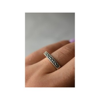 925 Sterling Silver Black Spinel Ring Size 6.5