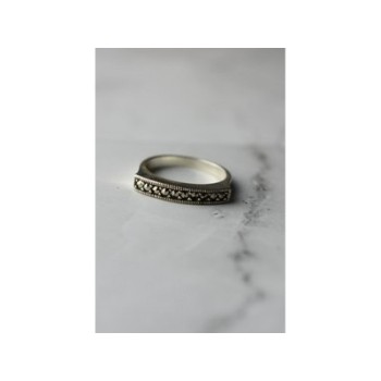 925 Sterling Silver Black Spinel Ring Size 6.5