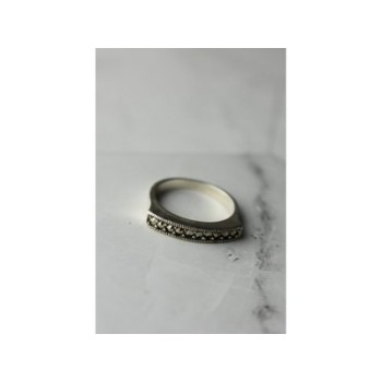 925 Sterling Silver Black Spinel Ring Size 6.5