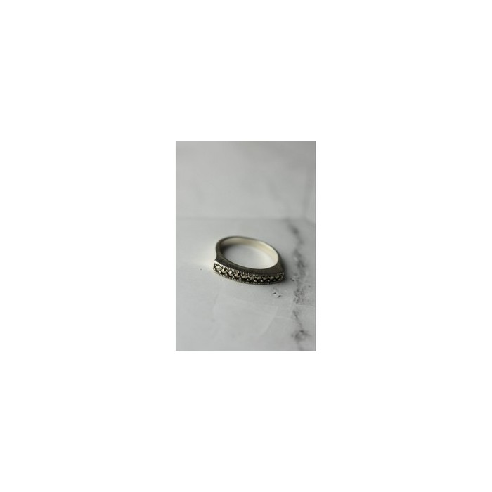 925 Sterling Silver Black Spinel Ring Size 6.5