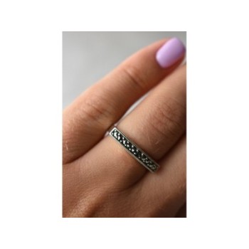 925 Sterling Silver Black Spinel Ring Size 6.5