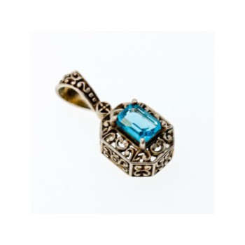 925 Sterling Silver Blue Topaz Pendant