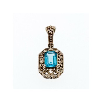 925 Sterling Silver Blue Topaz Pendant