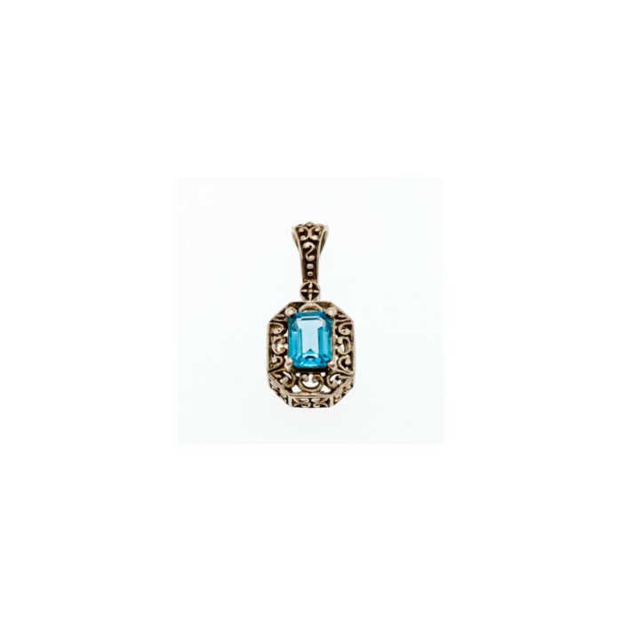 925 Sterling Silver Blue Topaz Pendant