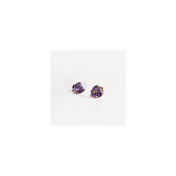 10K YELLOW GOLD TANZANITE HEARTS EARRINGS