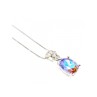 925 STERLING SILVER MULTICOLOR CZ CHAIN WITH PENDANT ITALY