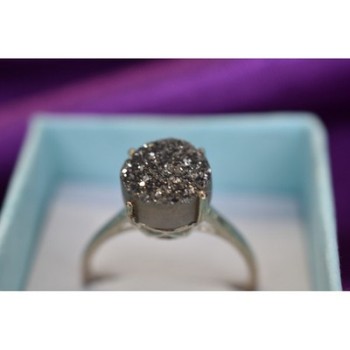 925 Sterling Silver Pyrite Ring Size 7.5