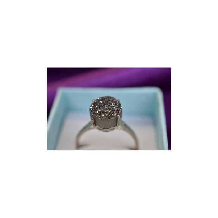 925 Sterling Silver Pyrite Ring Size 7.5