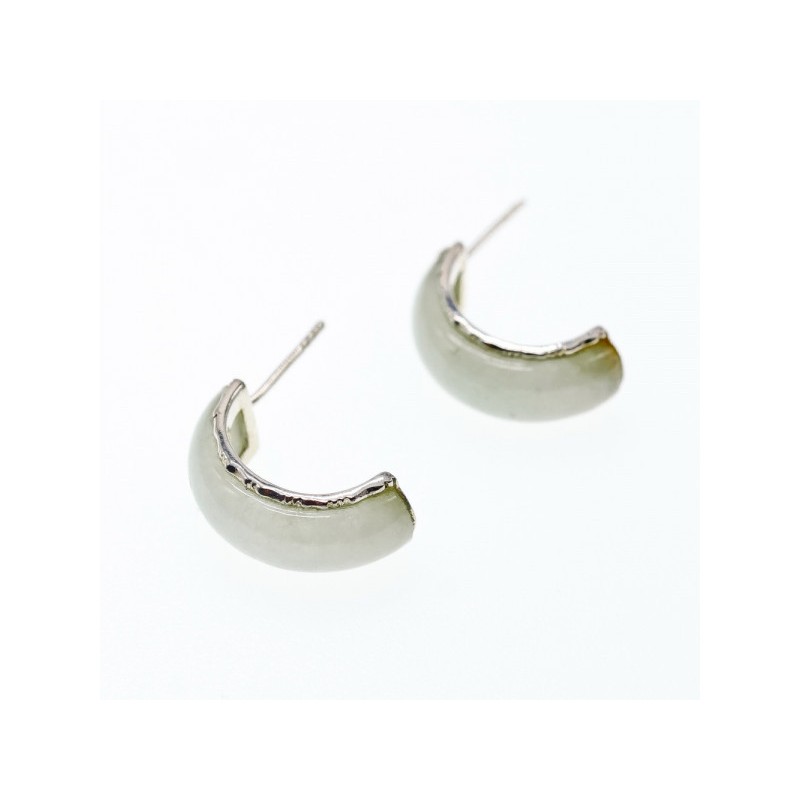 925 Sterling Silver Nephrite Stud Earrings