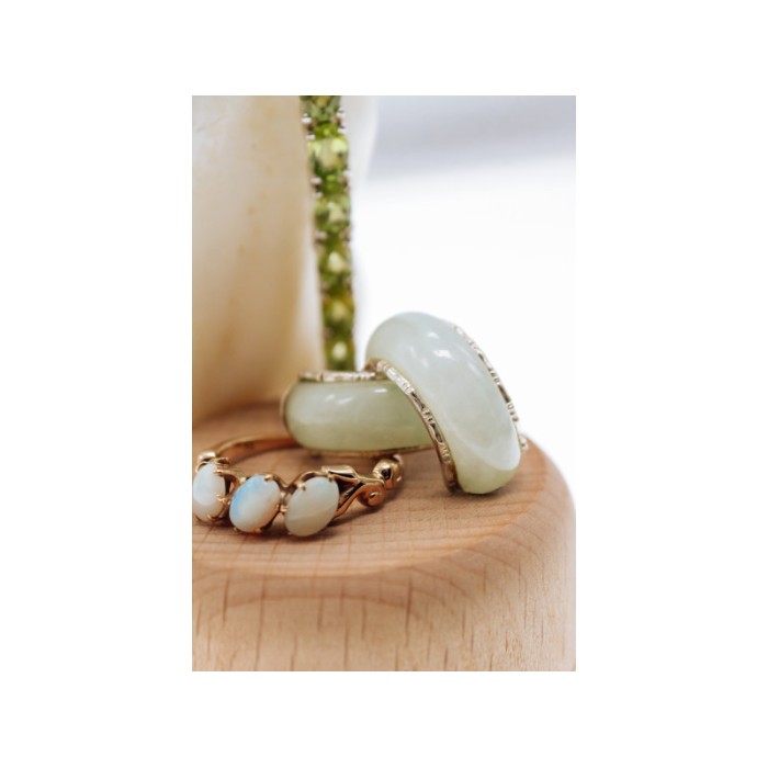 925 Sterling Silver Nephrite Stud Earrings