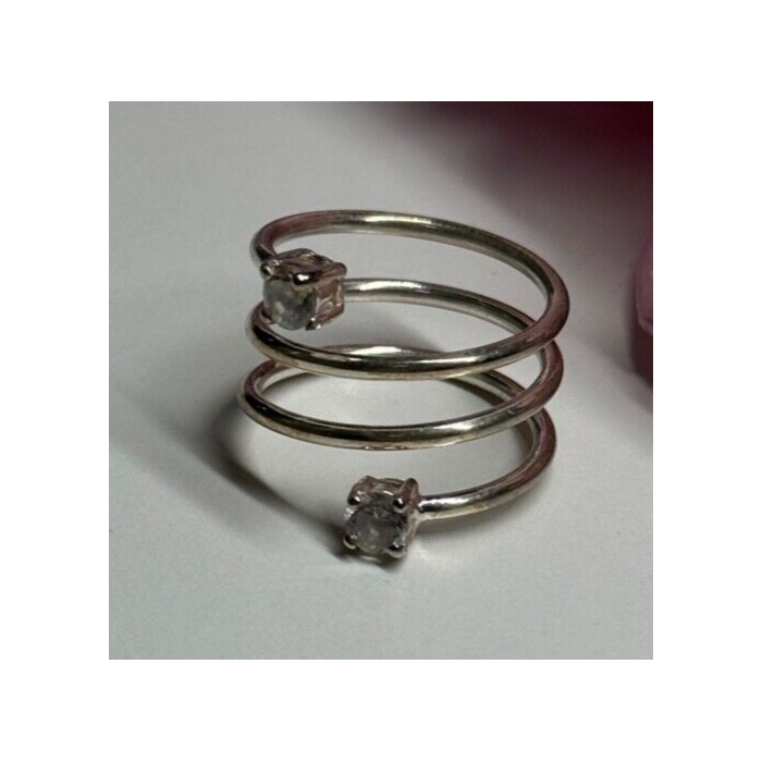 925 Sterling Silver White Spinel Ring Size 6