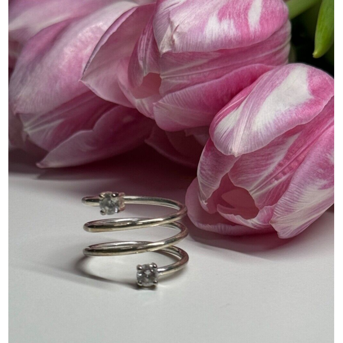 925 Sterling Silver White Spinel Ring Size 6