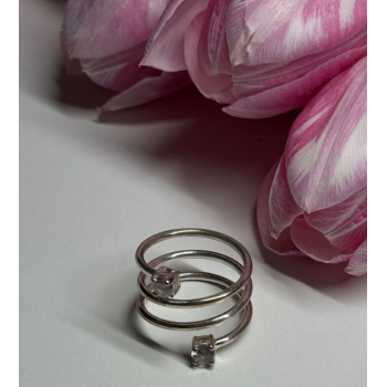 925 Sterling Silver White Spinel Ring Size 6