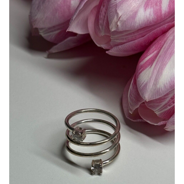925 Sterling Silver White Spinel Ring Size 6