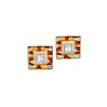 925 Sterling Silver Enamel & CZ Stud Earrings