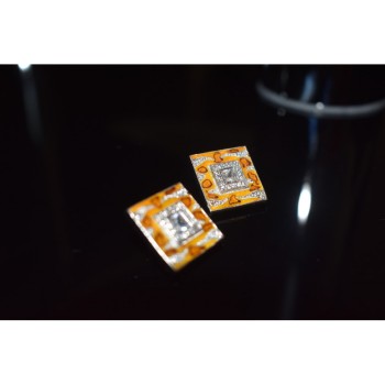 925 Sterling Silver Enamel & CZ Stud Earrings