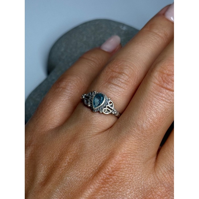 925 Sterling Silver Aquamarine Ring Size 6.5
