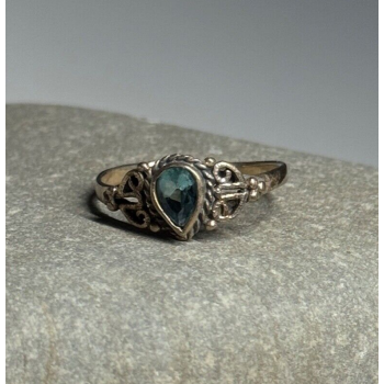 925 Sterling Silver Aquamarine Ring Size 6.5