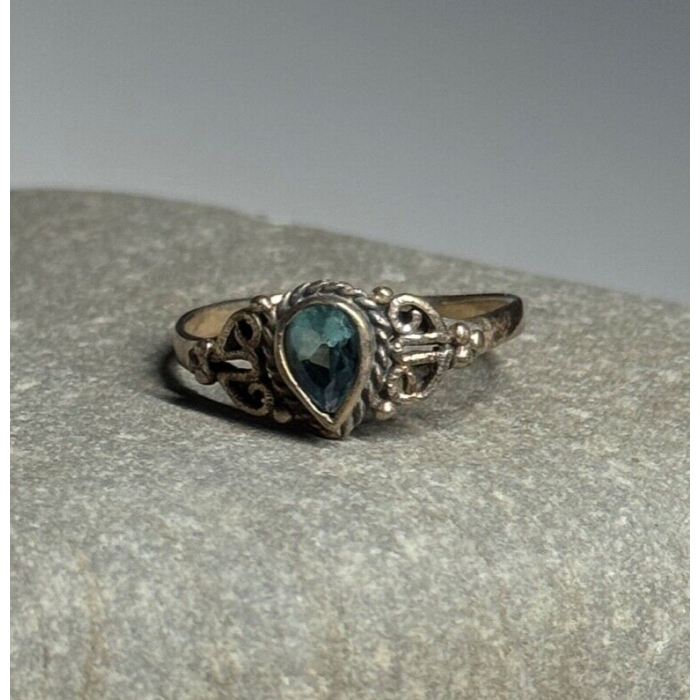 925 Sterling Silver Aquamarine Ring Size 6.5