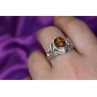 925 Sterling Silver Amber Ring Size 8.5