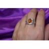 925 Sterling Silver Amber Ring Size 8.5