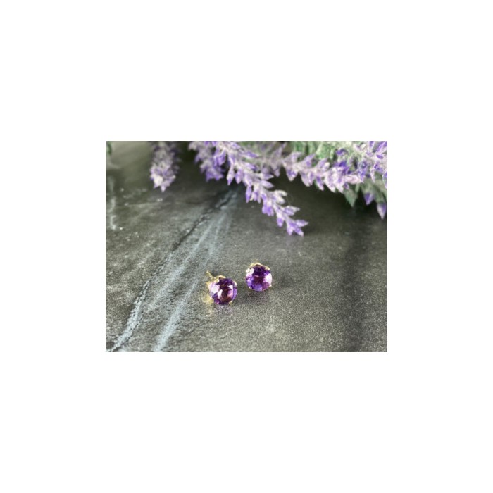 14K YELLOW GOLD AMETHYST EARRINGS