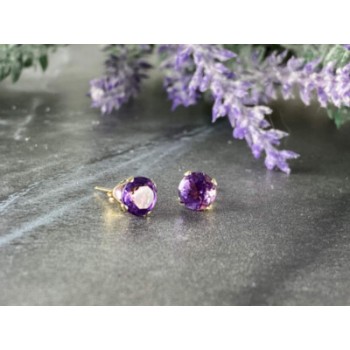 14K YELLOW GOLD AMETHYST EARRINGS