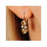 925 STERLING SILVER GOLD PLATED HELIODOR & PEARLS EARRINGS
