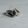 925 Sterling Silver Blue & White Sapphires Ring Size 6.5