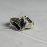 925 Sterling Silver Blue & White Sapphires Ring Size 6.5