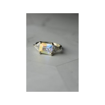 925 Sterling Silver Alpanite & CZ Ring Size 8.5