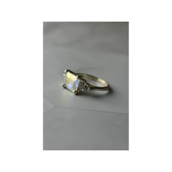 925 Sterling Silver Alpanite & CZ Ring Size 8.5