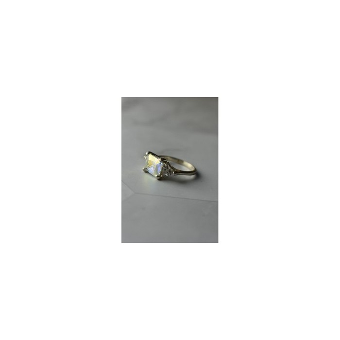 925 Sterling Silver Alpanite & CZ Ring Size 8.5