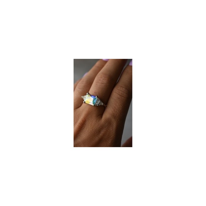 925 Sterling Silver Alpanite & CZ Ring Size 8.5