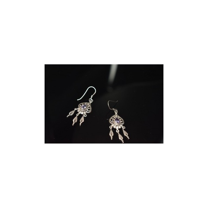 Vintage 925 Sterling Silver Amethyst Earrings