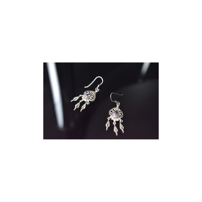 Vintage 925 Sterling Silver Amethyst Earrings