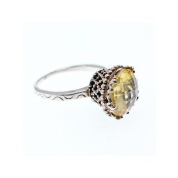 Vintage 925 Sterling Silver Yellow Tourmaline Ring Size 7