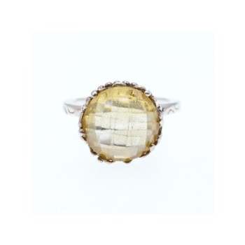 Vintage 925 Sterling Silver Yellow Tourmaline Ring Size 7